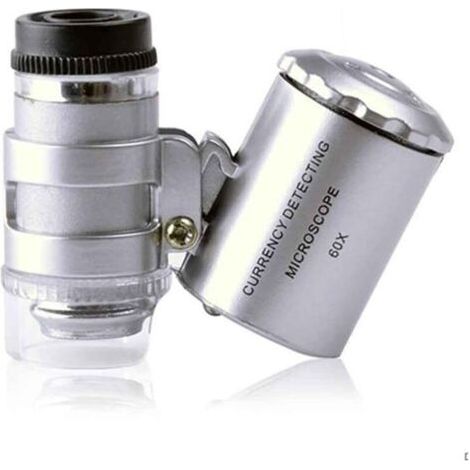 Loupe éclairante 60X loupe poche mini microscope de poche loupe UV détecteur de monnaie bijoutier loupe avec la lumière LED (1/5)