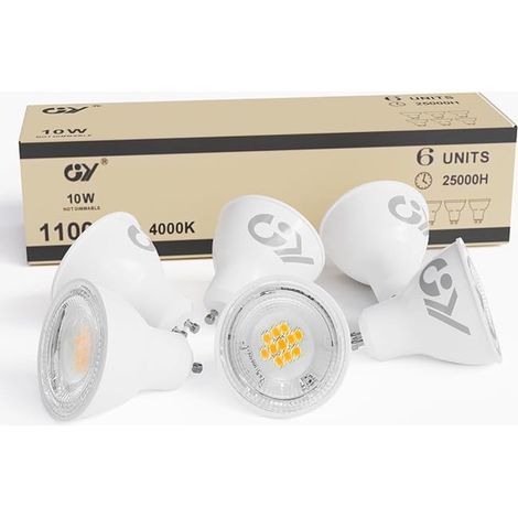 Ampoules LED GU10 10W 1100LM 4000K Blanc Neutre 120° Verre Dépolie Ampoule GU10 Led Non-Dimmable (1/5)