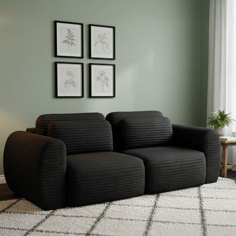 Sofá Cama 2 Plazas Golgi, con Almacenamiento, Apertura Tipo Libro, Reclinable, 266x121 cm Negro (1/5)