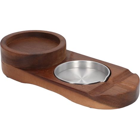 Cendrier en bois de style rétro, amovible et raffiné, 2 en 1, servant à la fois de plateau à whisky et de porte-cigares, idéal pour la maison et le bureau. Forme ovale. (1/5)
