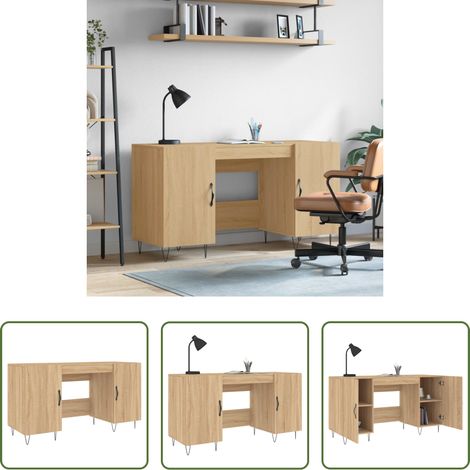 Bureau d'étude - Bureau chêne sonoma 140x50x75 cm bois d'ingénierie (1/5)