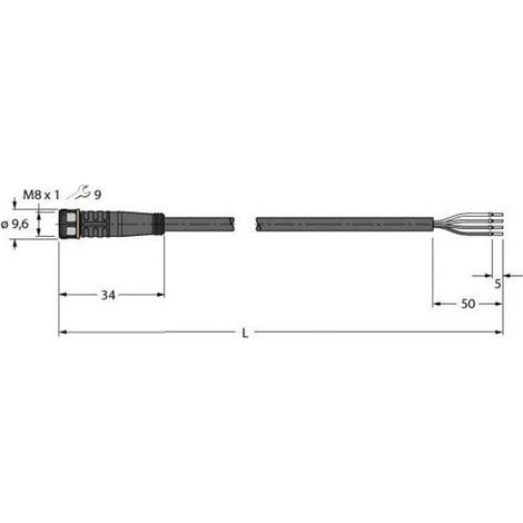 Turck 6625553 Cavo di collegamento per sensore o attuatore 2 m Numero di poli: 4 1 pz.