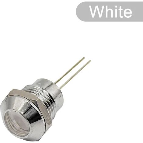 (BLANC-12V) Lampe de signalisation LED ronde en métal de 12 mm pour petits équipements, panneau de signalisation d'alimentation, voyant d'avertissement (1/5)