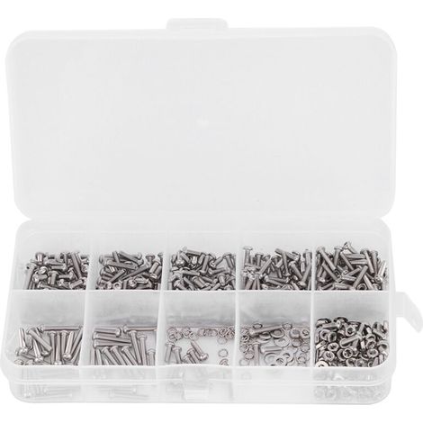 600 Pièces Vis Écrous Assortis Acier Inoxydable 304 Boulons Hex Rondelles Plates Ressort (1/5)