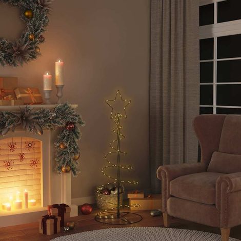 Sapin de Noël LED Spirale Lumineux 80 LED Blanc Chaud Décoration Intérieur Extérieur 120 cm - PANGIVO (1/5)