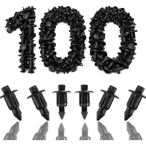 Clips de Fixation Voiture, 100 Pièces Rivet Plastique 6mm pour Carénage Moto et Pare-Chocs, Fixation de Panneaux Universelle (1/5)
