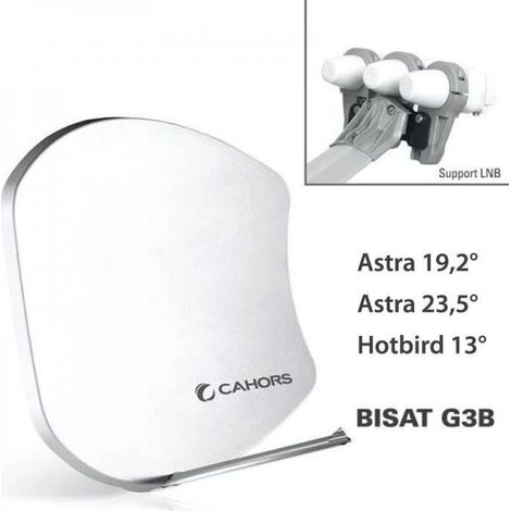 Antenne Multisatellite - CAHORS - SMC Bisat - 3 sorties - 3 LNB - Astra 19,2°/23,5°/Hotbird 13° (1/2)