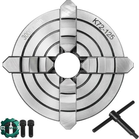 Manuzen - Mandrin de tour 4 mors indépendants 125 mm K72-125 — K72-125 – 4 mors (1/4)