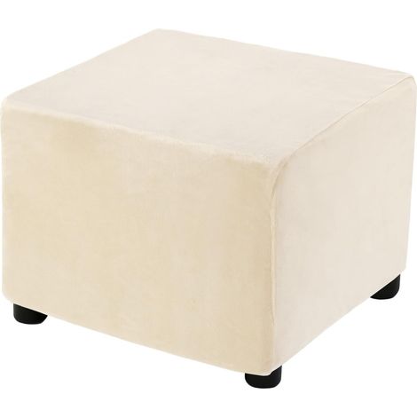 Housse Extensible pour Pouf Carré Beige Clair (1/5)