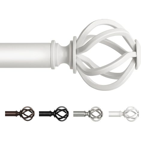 Tringle à Rideau Blanc - 1 Pièce - Métal Extensible - Réglable 80 à 218 cm - Pour Salon et Cuisine - Diamètre 22 mm (1/5)