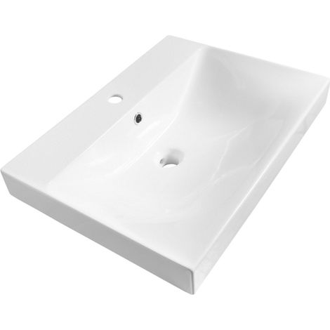 Saniclass Wave Lavabo pour meuble - 60x46x7.5cm - trop-plein - 1 cuve - 1 trou de robinet - céramique - blanc