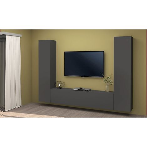 Parete Soggiorno moderno, composizione antracite da cm 260 - MARUSKA