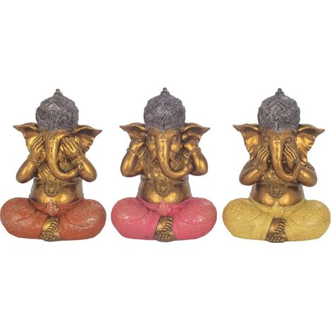 Signes Grimalt Figura Diosa Figuras  Ganesha 3U Budas Dorado 9x14x19cm 36576