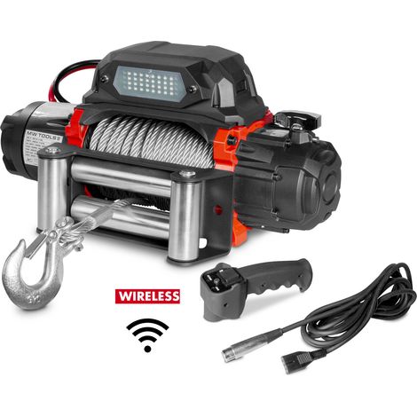 Mw Tools – Treuil électrique 24V 5443 kg – Câble acier 26m – Télécommande sans fil – Étanchéité IP68 – Moteur 4,95 kW – SEL550024