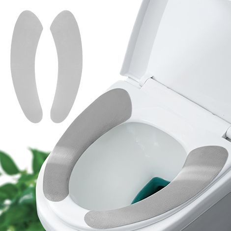 1 paire Protège-siège de toilette fin et chaud Auto-adhésif, ajustable et découpable, confortable et facile à nettoyer (Gris)-NANOTEH (1/5)