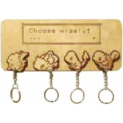 Porte-Clés Mural - Bois Naturel - Pour Hall Cuisine Couloir Bureau - Support Clés Maison Voiture - 1 Pièce (1/5)