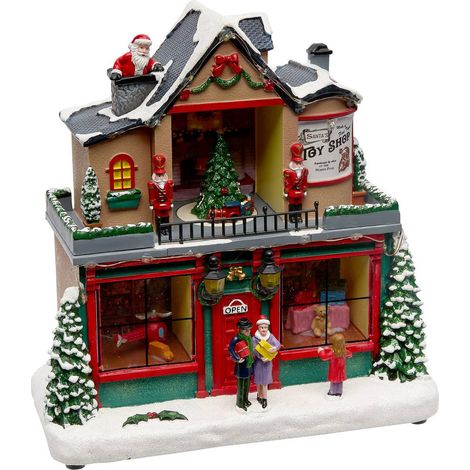 Village de Noël lumineux boutique de cadeaux animé et musical 21 LED à piles - Feeric lights & christmas (1/4)