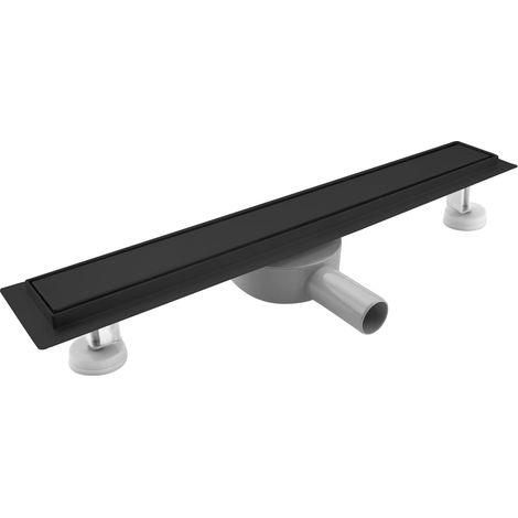 Caniveau Douche Italienne Noir 50 cm, Panneau 2 en 1, avec 360° Siphon et Filtre (1/5)