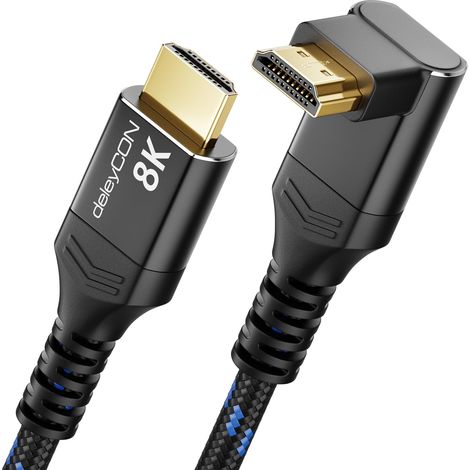 8K Câble HDMI2.1 1m (angle270°) pour TV, Moniteur, PS4, PS5, Barre de Son DolbyAtmos EARC, HDR10+ - 48Gbps Ultra High Speed - 10K/8K@60Hz, 4K@120/144Hz, 2K@240Hz (1/5)