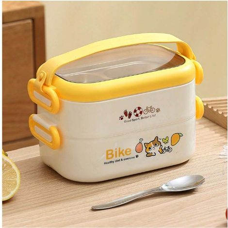 Bento thermos en acier inoxydable 1200 ml, boîte repas isotherme 2 étages avec sac et étui à baguettes, micro-ondable (1/5)