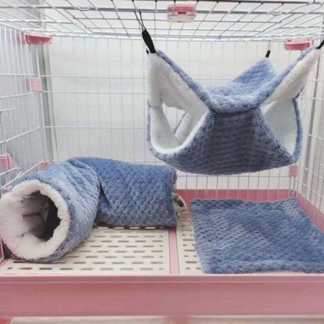 Lot de 3 hamacs pour rat, cochon d'Inde, tunnel suspendu et lit chaud, accessoires de cage pour furet, hamster, chinchilla, sucre (1/4)