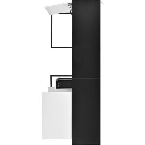 Aparador alto multifunción con LED, vitrina y botellero en MDF negro y blanco MODENUIT (1/5)
