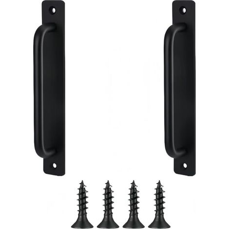 2 Pièces Poignée Meuble, Poignée Porte Coulissante en Aluminium - Anti-Rouille Poignee de Porte Pour Armoire, Tiroir, Garage,Armoires, Balcon,Jardin (Interieur et Exterieur) (Noir,180mm)-DOU
