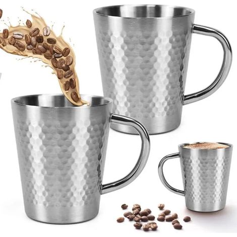 Tasse café acier inoxydable 300ml - Lot 2 - Double paroi isolée - Avec poignée - Voyage pique-nique Lumiryn (1/5)