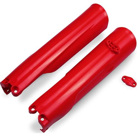 Protections de fourche UFO PLAST en 2 pièces, carénage, cache-fourche, couleur : rouge, OEM (1/2)