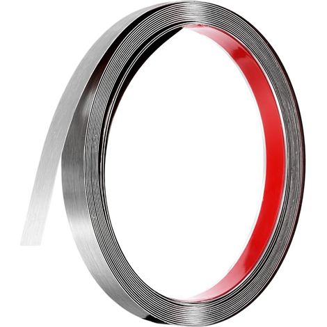 Bordure Adhésive Argent À Décoller Et Coller, Bordure De Miroir Autoadhésive 4m x 15mm Finition Brossée Acier Inoxydable Bandes De Bordure De Mur Armoire Carrelage (1/5)