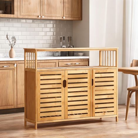 Buffet bois naturel en bambou 100 x 35 x 82 cm (1/5)