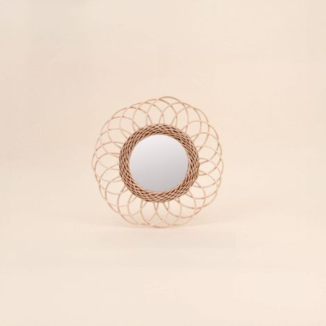 Miroir rond en rotin 30cm