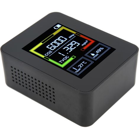 Moniteur de Qualité d'Air Intelligent 4 en 1 ZNAZ2 - Détecteur de CO2 avec Thermomètre et Hygromètre Intégrés (Portable, Noir)