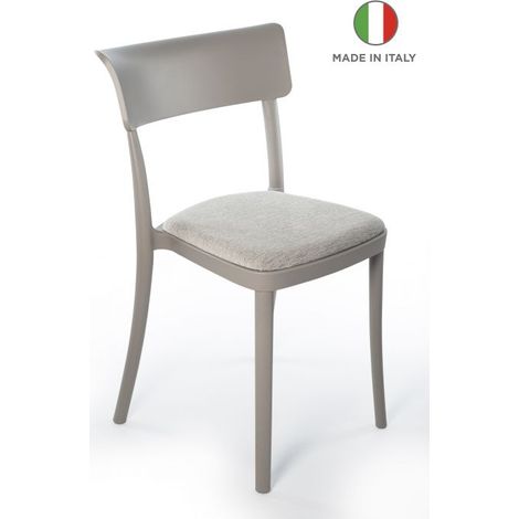 Sedia Velluto in Polipropilene imbottita per sala da pranzo bar e hotel - Saretina COMBINAZIONE SEDIA Cuscino Velluto Tortora (1/5)