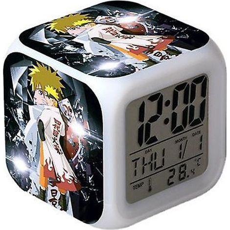 Réveil numérique Naruto (D), réveil carré avec lumières colorées