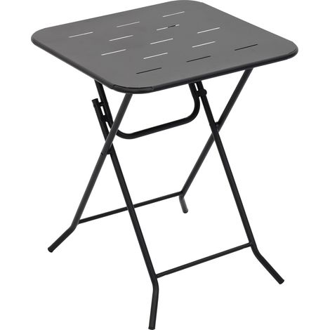 Set Tavolo e Sedie da Giardino con 1 Tavolo e 2 Sedie Pieghevoli per 2 Persone, Acciaio, Nero (1/5)