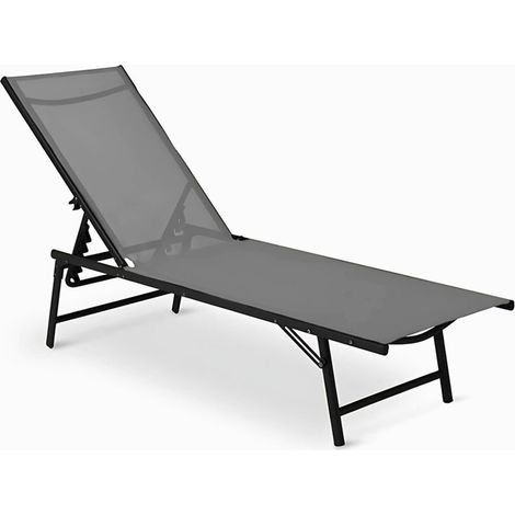 TRADE SHOP - Lettino Sdraio Mare Prendisole Reclinabile Pieghevole Praiano Piscina Sedia In Textilene - Grigio