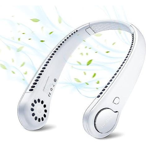 (blanc) Ventilateur De Cou Portable 3 Vitesses, 48 Sorties D'air - Ventilateur De Plafond Personnel, Mains Libres Sans Pales, Aliment Par Batteri (1/5)