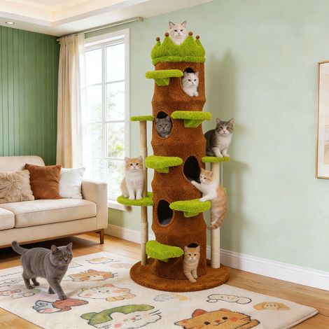 187cm Tall Cat Tree for Indoor Cats Extra Large Cat Tower Plush Condo with Scratching Post (1/5)