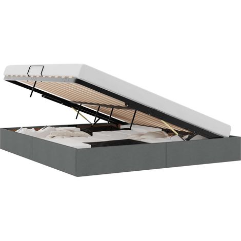 Storage Bed with Storage Dark Grey 180 x 200 cm Fabric vidaXL (1/5)
