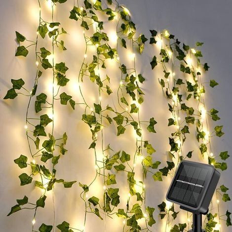 Guirlande Lumineuse Solaire Extérieure, Lierre Artificiel Guirlande Lumineuse Solaire 10M 100 LEDs, Guirlande Étanche 8 Modes Lumiere Décoration, pour Jardin, Terrasse, Balcon, Fête (1/5)