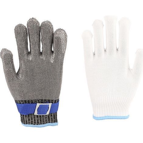 Schnittfeste Handschuhe, Größe L, Schutzklasse 9 – Edelstahl 316 (Güteklasse A9) – Speziell für die Fleisch- und Fischverarbeitung entwickelt – Mit Handgelenkverschluss und Innenfutter (1/5)