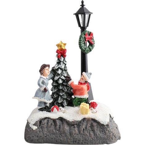 Maison de Noël LED, Village Lumineux Décoratif - [Batterie AAA incluse] Maison lumineuse LED en résine pour la décoration, avec peinture artisanale, dimensions 188.55.5cm (1/5)