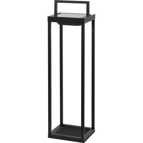 Zafferano - Lanterna Home solar 2 a led 56,4cm - Lampada da parete e da tavolo 2W con batteria e sensore crepuscolare - Nera (1/4)