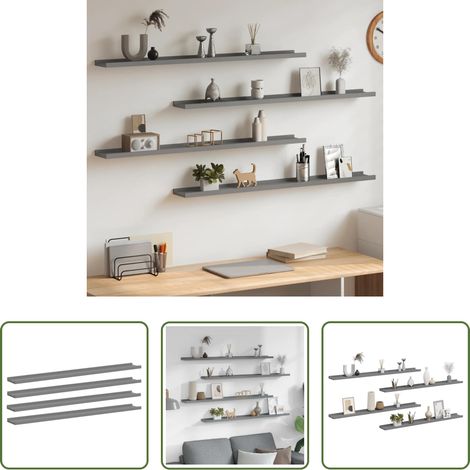 Wandregale - Wandregale 4 Stk. Grau 100x9x3 cm (1/5)
