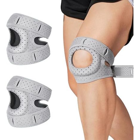 Orthopädische Knieorthese mit 2 verstellbaren Patellarsehnenstabilisatoren und einem orthopädischen Kugelgelenk-Stützband. (1/4)