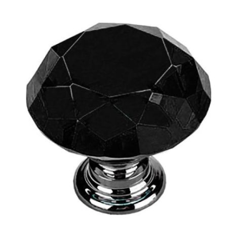Knöpfe, 2 Stück – Diamant-/Kristallschwarz mit silberner Basis, Schwarz