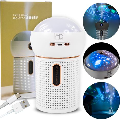 Umidificatore a ultrasuoni con proiettore di stelle e diffusore LED per bambini