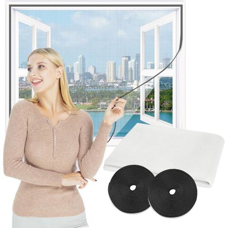 Fliegengitter Fenster 250x200cm, zuschneidbar, mit Klettverschluss, weiß (1/5)