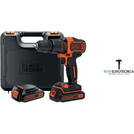 Trapano avvitatore a percussione a batteria bdchd18kb black-decker - volt 18x2 a